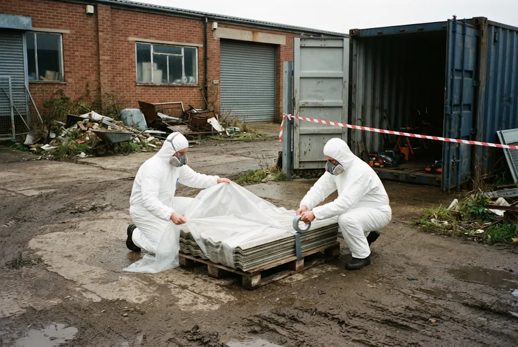 Bagging waste in a yard